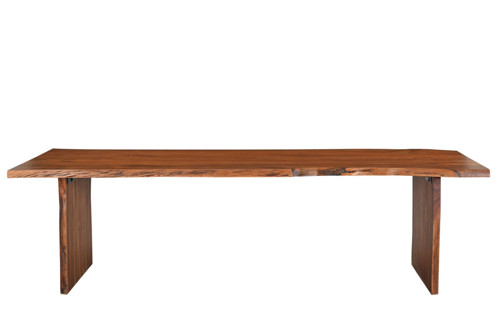 96" Brown Solid Wood Double Pedestal Base Dining Table