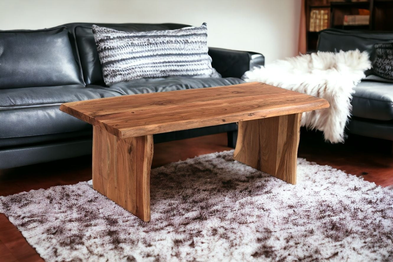 51" Brown Solid Wood Coffee Table