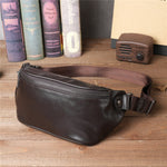 Load image into Gallery viewer, Baotou Layer Cowhide Phone Belt Large Capacity Sports Crossbody Chest Bag
