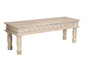 58" White Distressed and Carved Solid Wood Dining bench