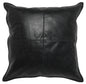 22" Black Leather Down Blend Throw Pillow