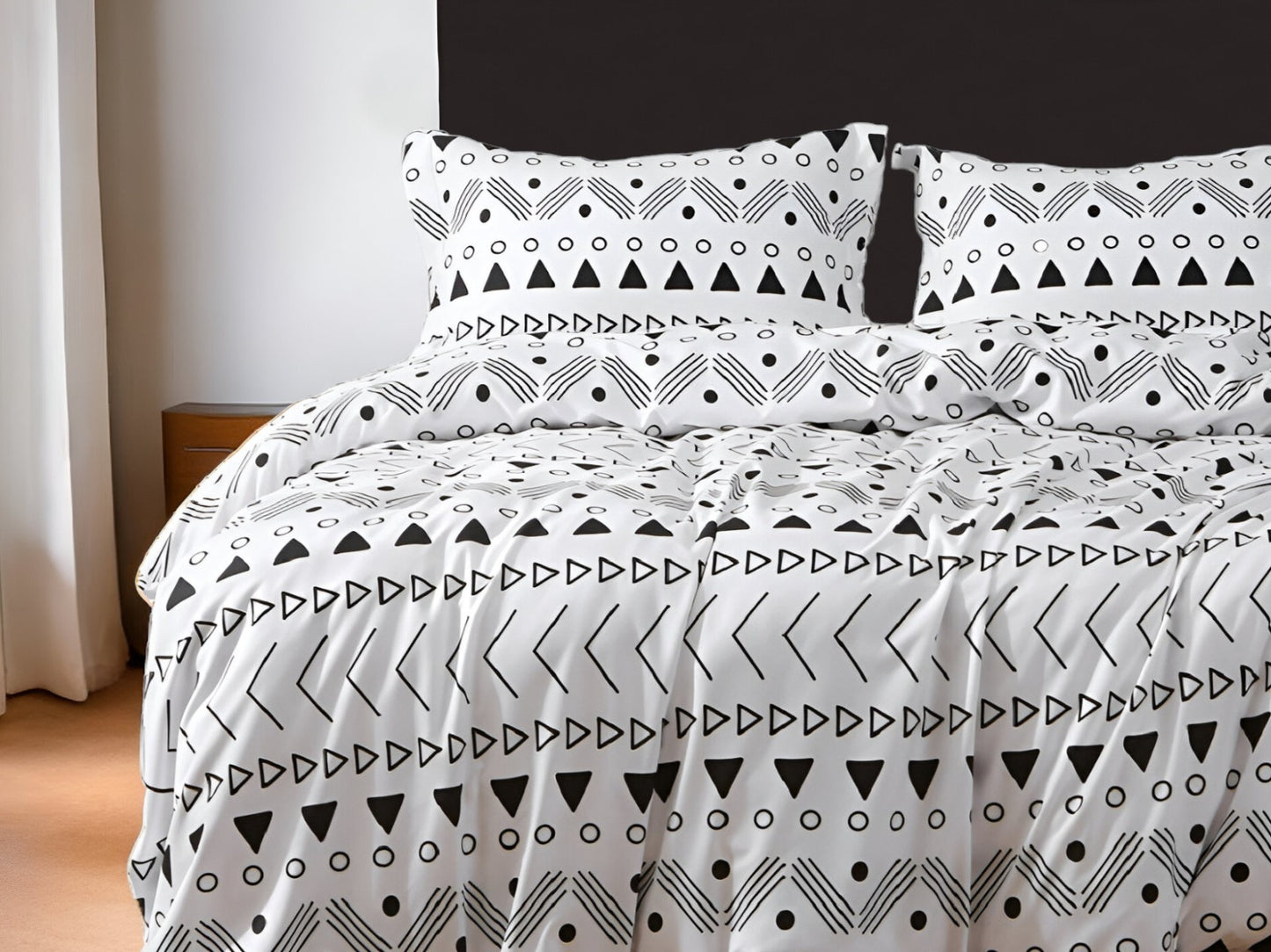 Black and White Queen Microfiber 1400 Thread Count Washable Duvet Cover Set