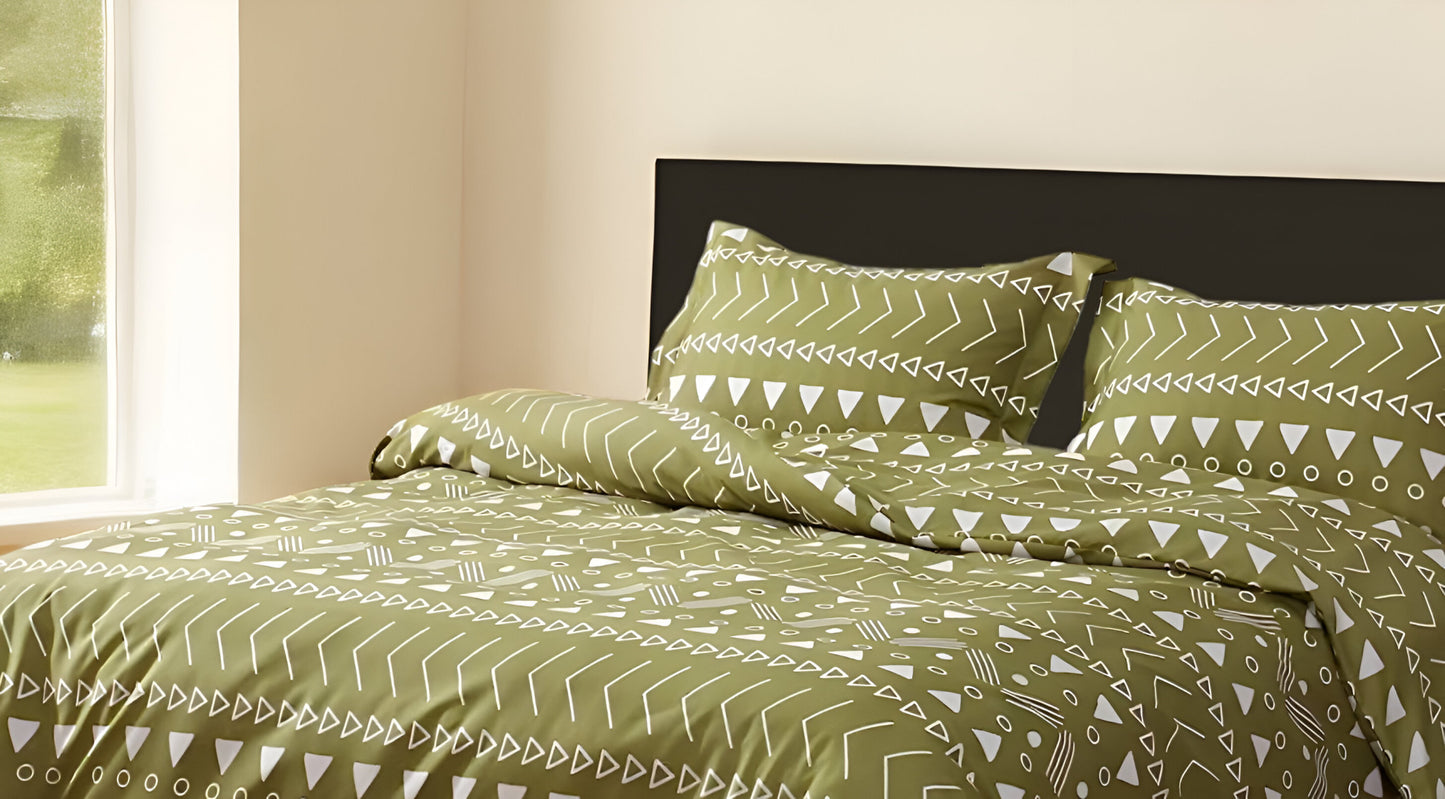 Olive Green Queen Microfiber 1400 Thread Count Washable Duvet Cover Set