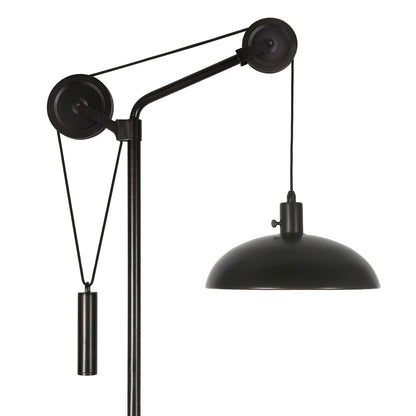 72" Black Reading Floor Lamp With Black Dome Shade