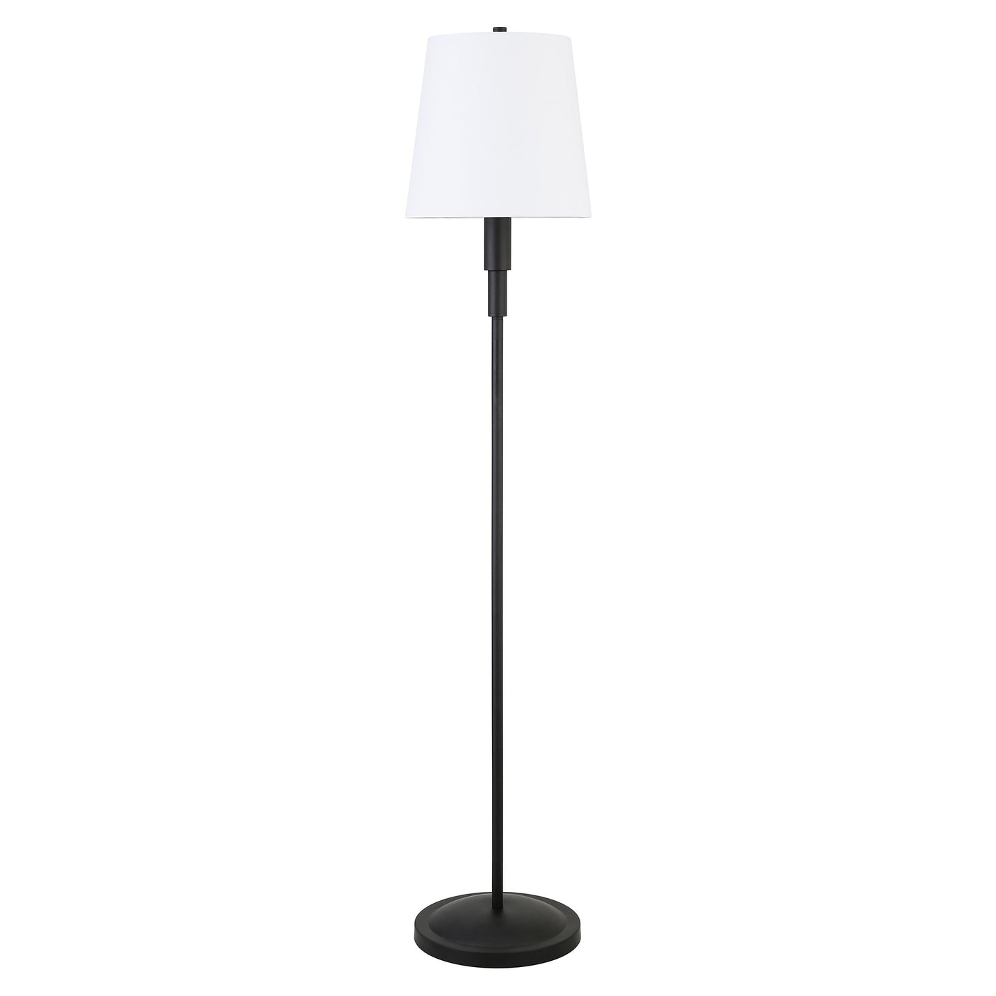 60" Black Traditional Shaped Floor Lamp With White Frosted Glass Drum Shade