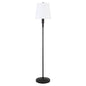 60" Black Traditional Shaped Floor Lamp With White Frosted Glass Drum Shade