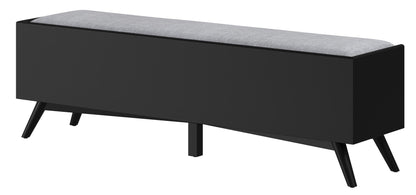 59" Gray and Black Upholstered Polyester Blend Bench with Drawers