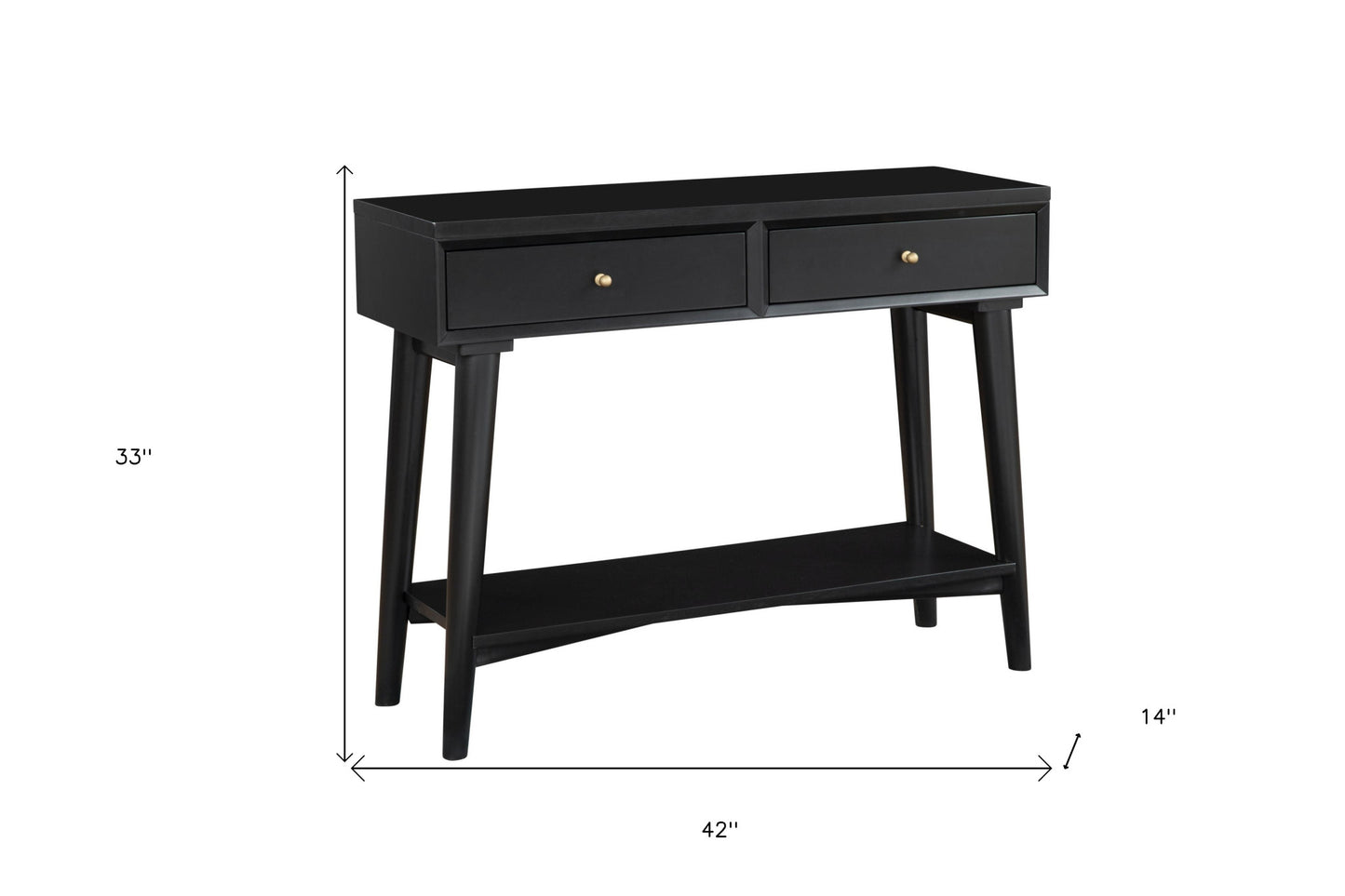 42" Black Solid and Manufactured Wood Floor Shelf Console Table With Storage With Storage