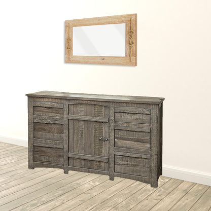 67" Gray Solid Wood Six Drawer Triple Dresser