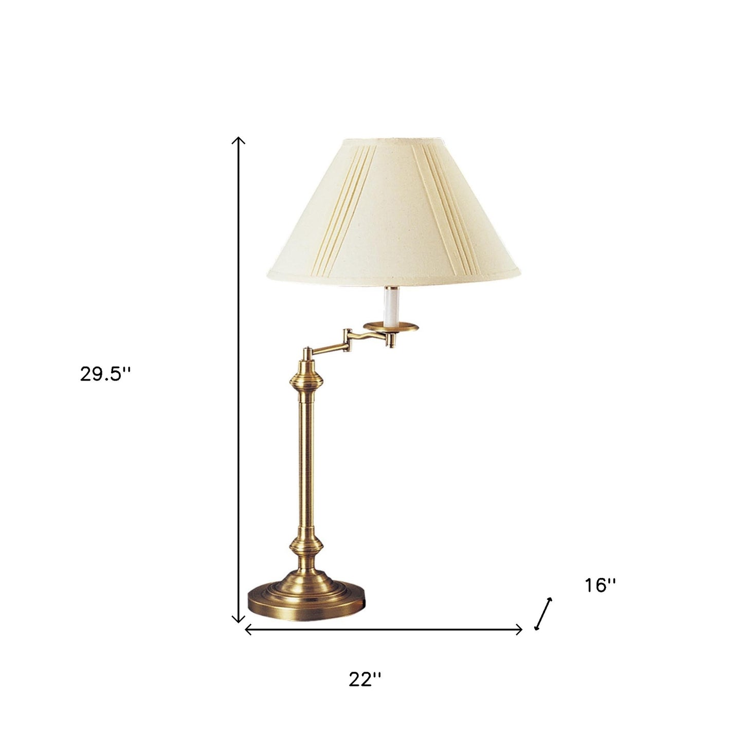 30" Bronze Metal Table Lamp With Off White Empire Shade