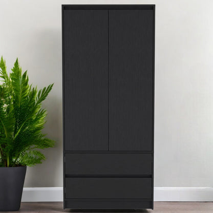 32" Black Two Drawer Combo Dresser