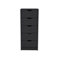 18" Black Five Drawer Standard Chest