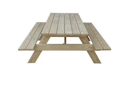 94" Natural Solid Wood Outdoor Picnic Table