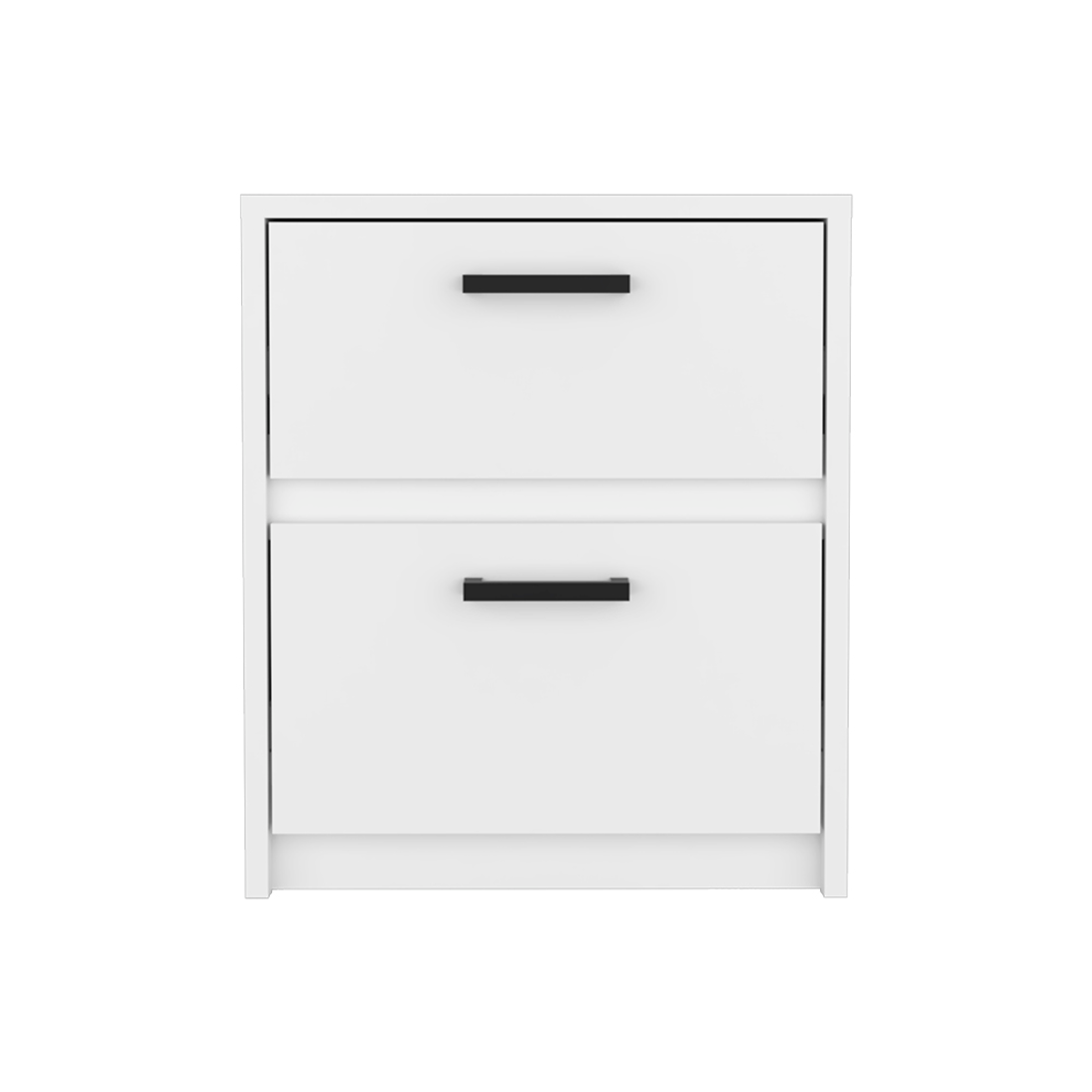 19" White Two Drawer Faux Wood Nightstand