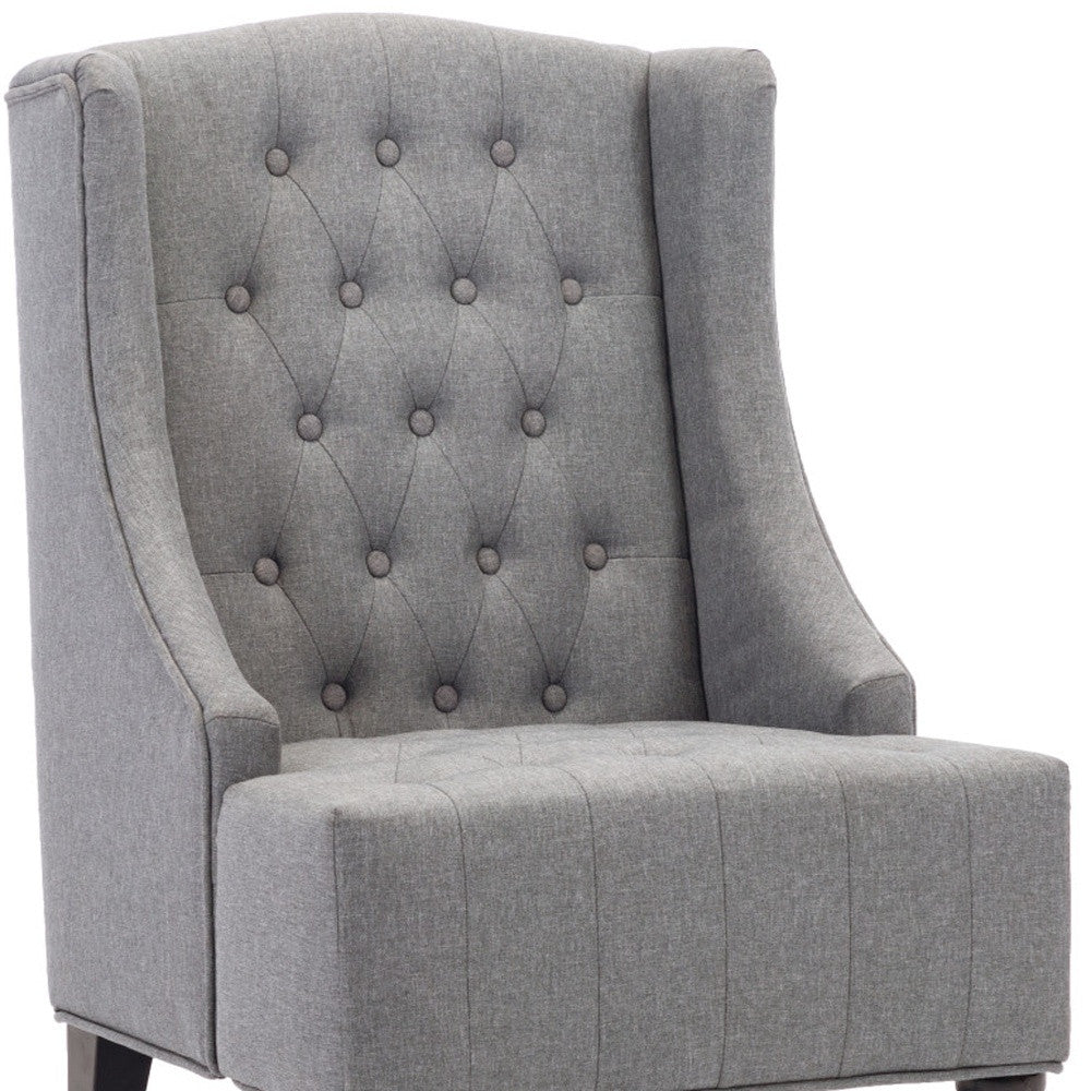 25" Gray And Black Upholstered Wingback Accent Chair