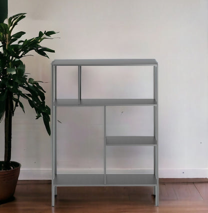 Gray Metal Four Tier Geometric Bookcase