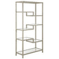 68" Silver Metal and Glass Seven Tier Etagere Bookcase