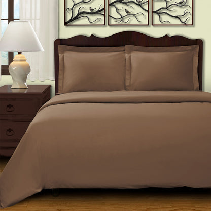 Taupe Queen Cotton Blend 400 Thread Count Washable Duvet Cover Set