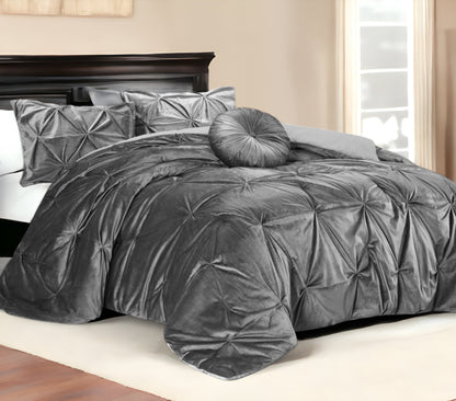 Navy Blue Queen Polyester 130 Thread Count Washable Down Comforter Set