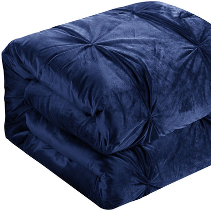 Navy Blue Queen Polyester 130 Thread Count Washable Down Comforter Set