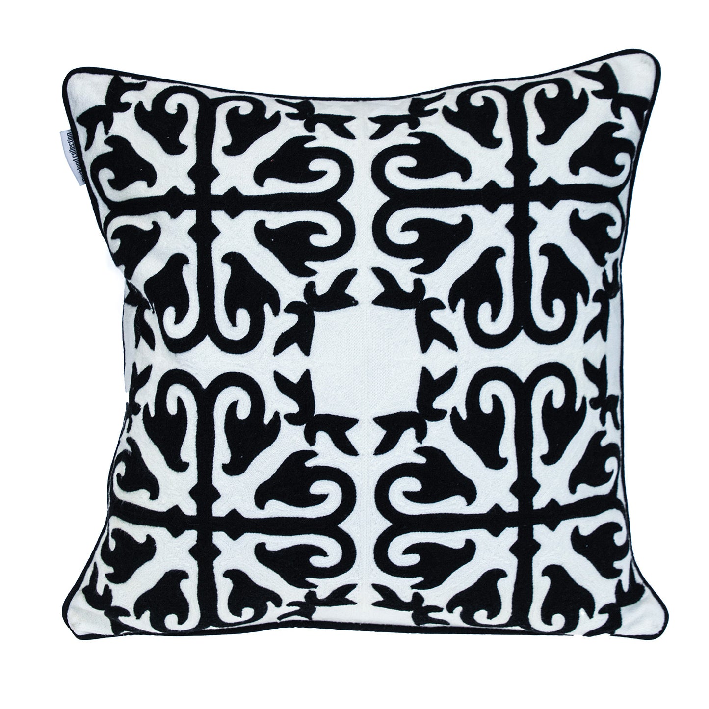 18" X 18" Black 100% Cotton Geometric Zippered Pillow