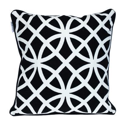 20" Black Geometric Cotton Throw Pillow