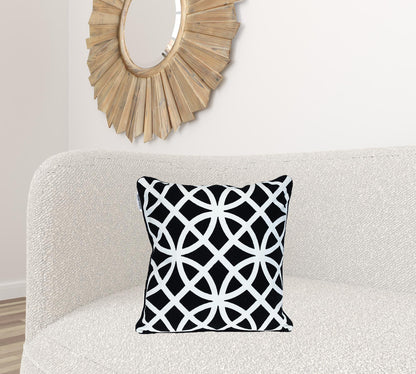 20" Black Geometric Cotton Throw Pillow