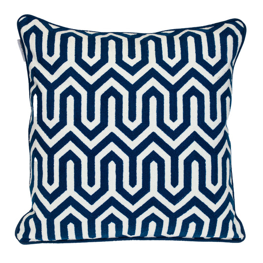 20" Blue Geometric Cotton Throw Pillow