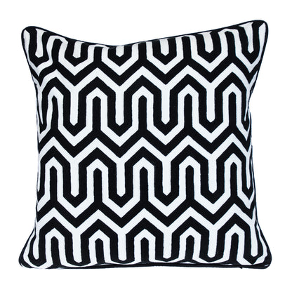 20" Black Geometric Cotton Throw Pillow