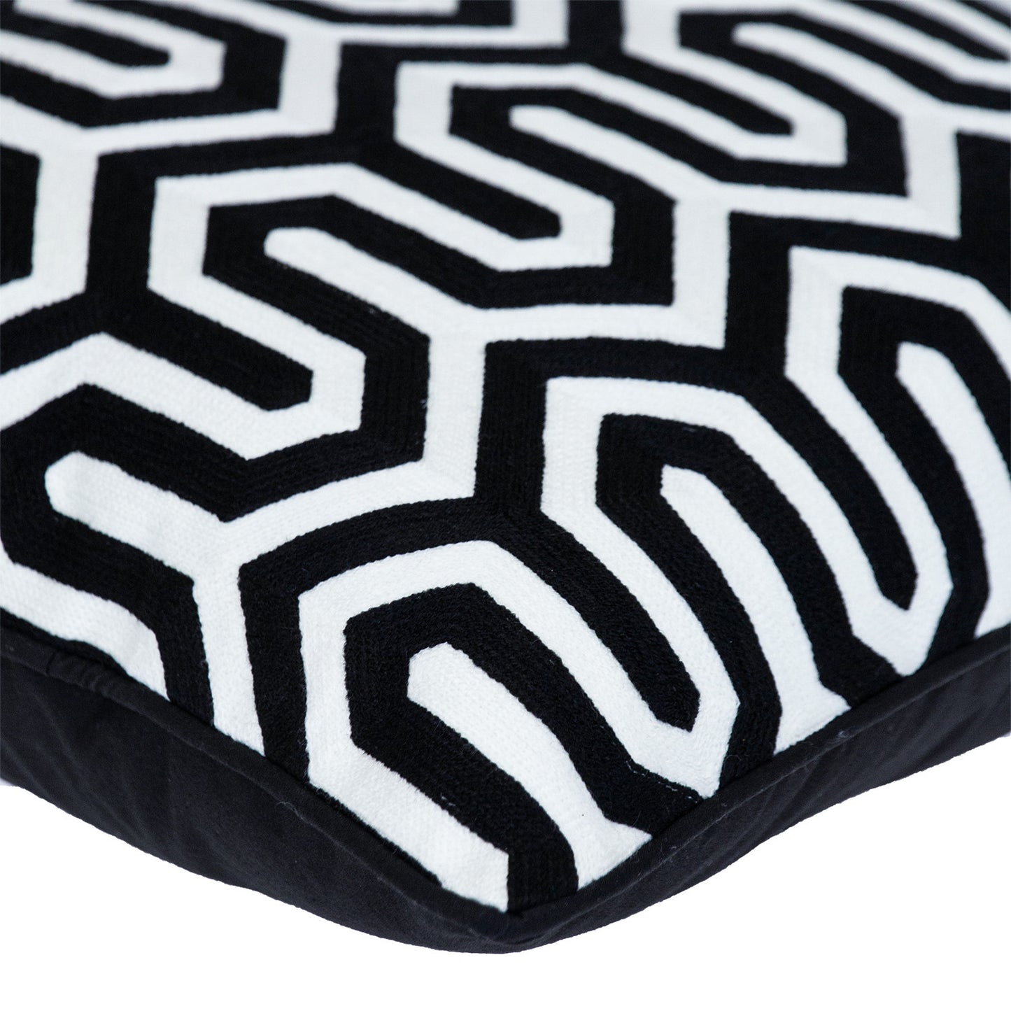 20" Black Geometric Cotton Throw Pillow