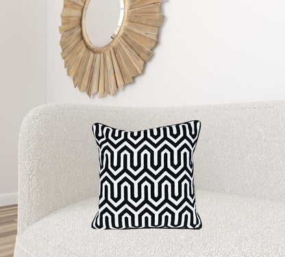 20" Black Geometric Cotton Throw Pillow