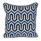 20" X 20" Blue and White Geometric Cotton Zippered Pillow