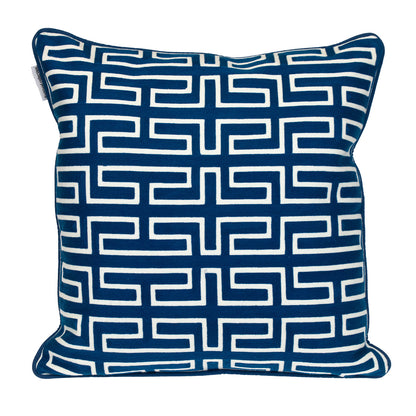 20" Blue Geometric Cotton Throw Pillow