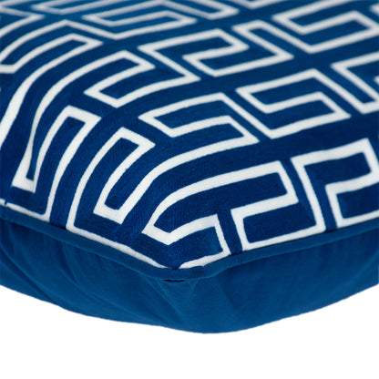 20" Blue Geometric Cotton Throw Pillow