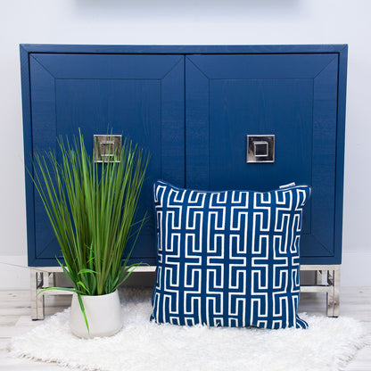 20" Blue Geometric Cotton Throw Pillow