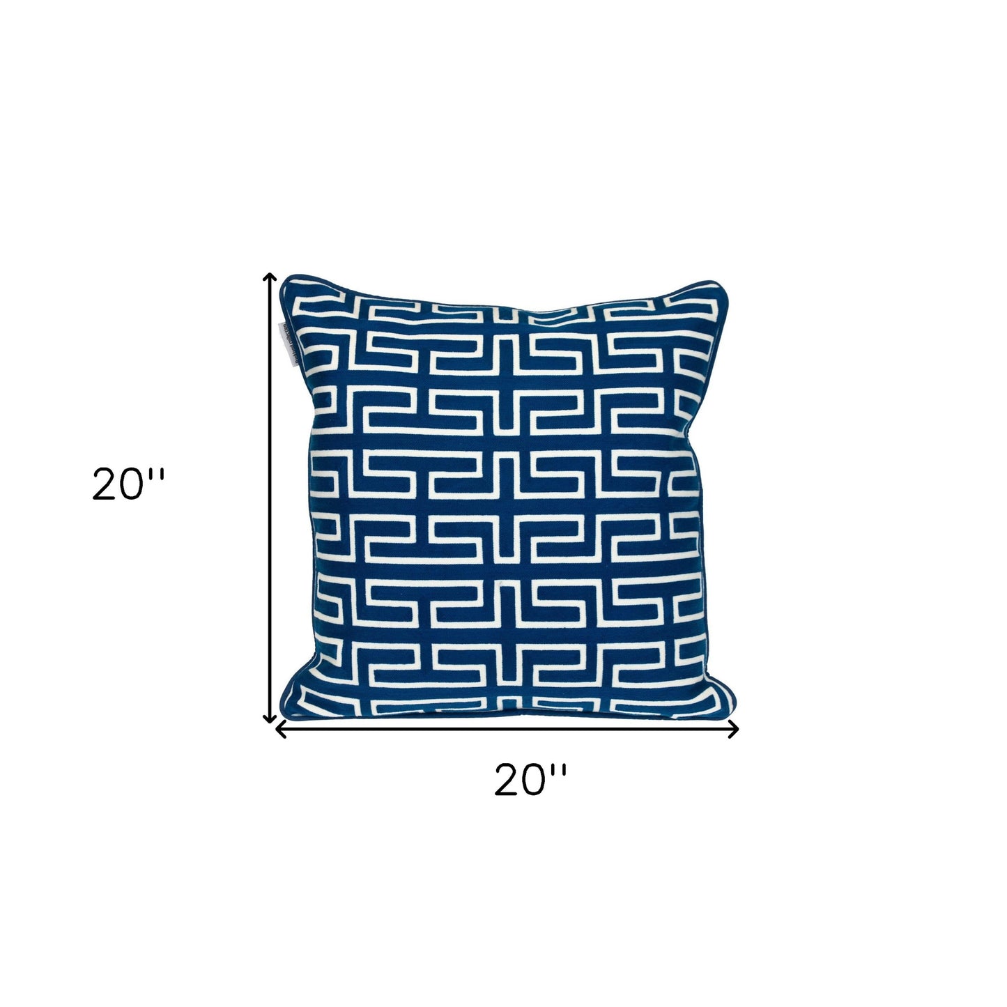 20" Blue Geometric Cotton Throw Pillow