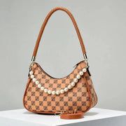 Versatile Lattice Pearl Women's Shoulder Messenger Bag