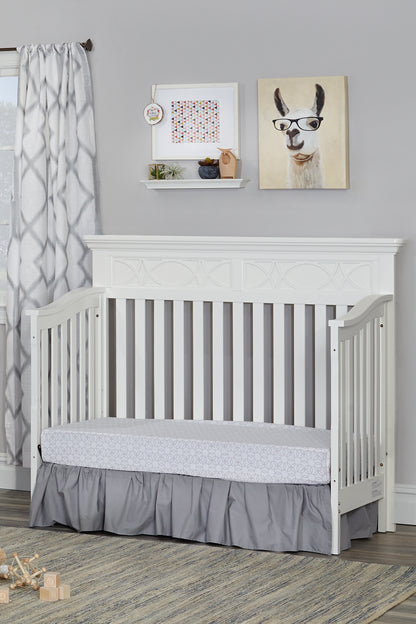 White Solid and Manufactured Wood Standard Four In One Convertible Crib