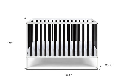 Black and White Solid and Manufactured Wood Standard Three In One Convertible Crib