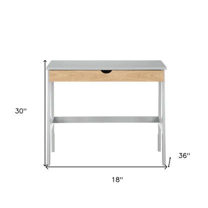 36" Gray and Natural Writing Desk