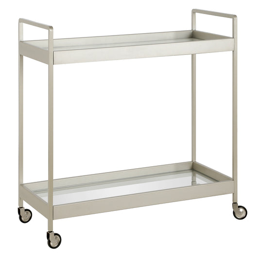 Nickel Steel And Glass Rolling Bar Cart