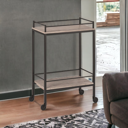 Gray Steel Rolling Bar Cart