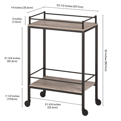 Gray Steel Rolling Bar Cart