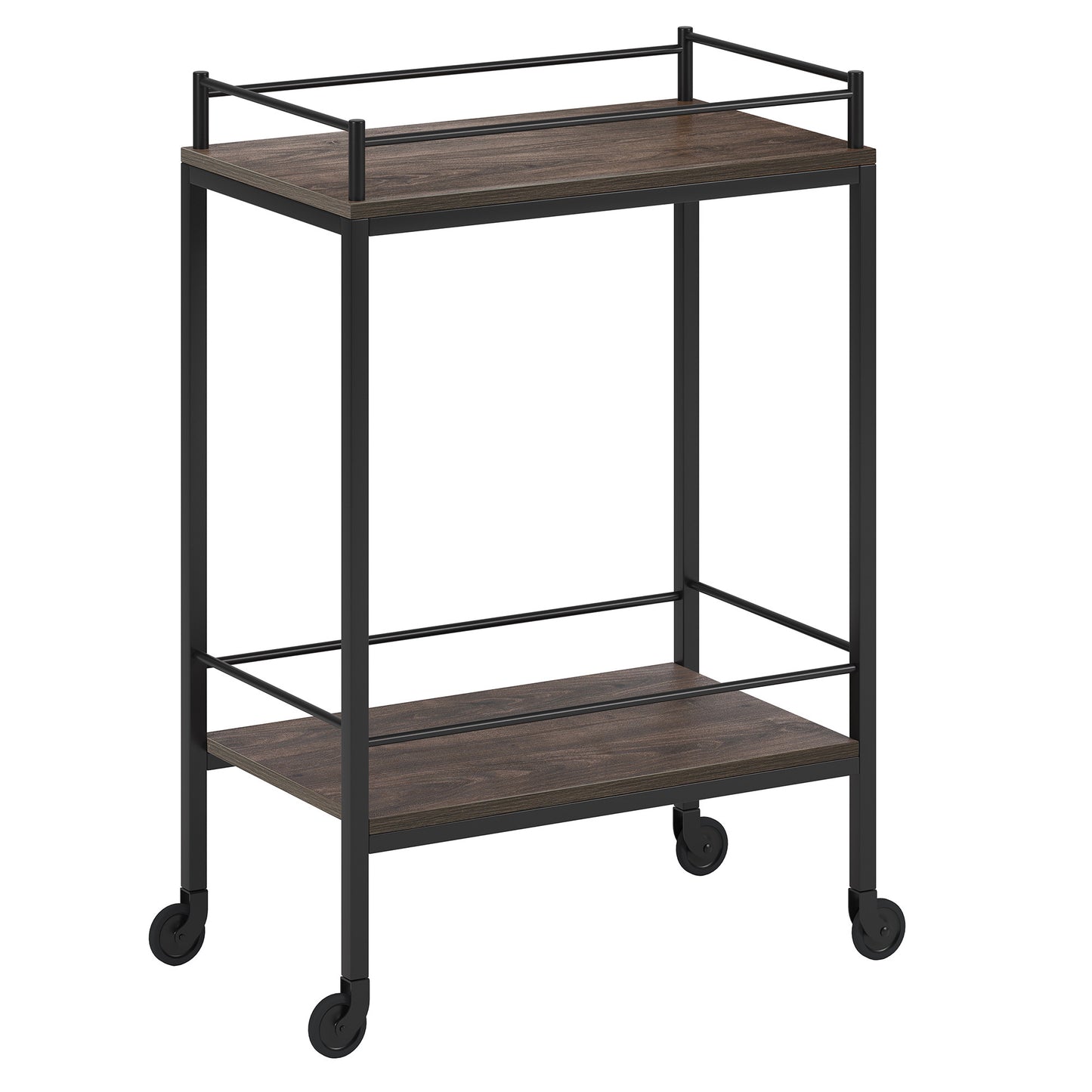 Brown Steel Rolling Bar Cart