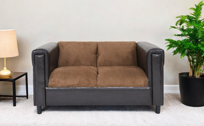 54" Brown And Black Chenille Loveseat