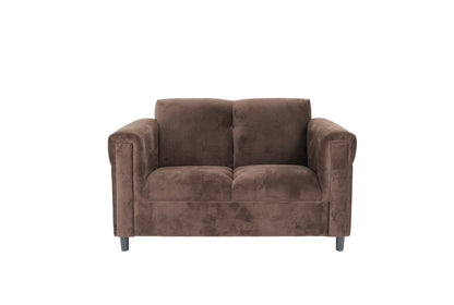 72" Dark Brown And Black Microsuede Loveseat