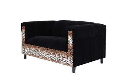 72" Dark Brown And Black Microsuede Loveseat