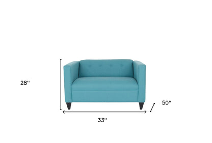 50" Teal Blue And Dark Brown Loveseat