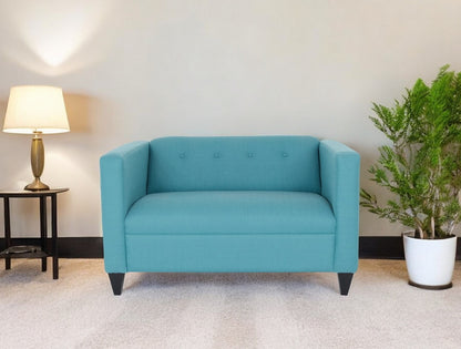 50" Teal Blue And Dark Brown Loveseat