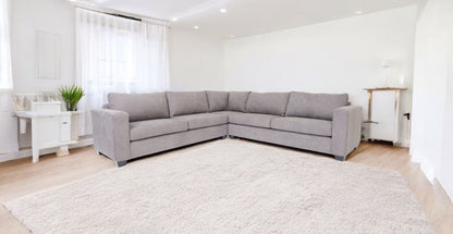 Gray Polyester Blend L Shaped Three Piece Corner Sectional